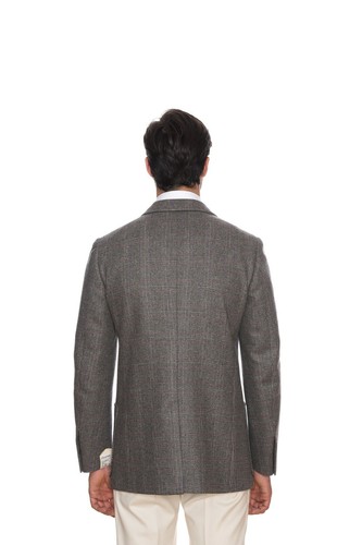 $2290 D'AVENZA Gray Cashmere Wool Windowpane Jacket Sewn in Italy 40 US / 50 EU - Picture 2 of 8