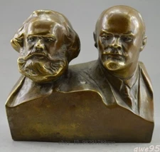 Great Communist Marx and Lenin Bust Bronze Statue Handcarved Figures Statues