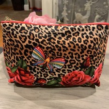 Estee Lauder Leopard Print  Butterfly Roses Toiletry/Cosmetic Soft Makeup Bag