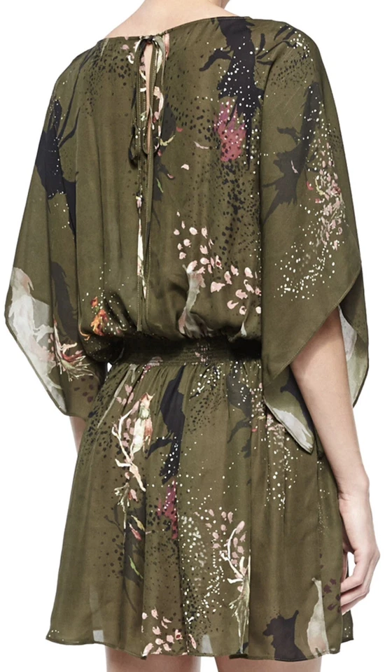 Haute Hippie Bird Print Smocked Waist Dress Size Medium - Image 3 of 4