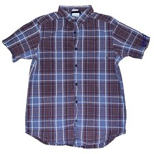 Columbia Mens Boulder Ridge Regular Fit Plaid Button Up Short Sleeve Med Shirt