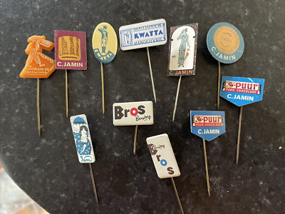 11x Vintage Anstecknadel Stick Badge Jamin Bros Kwatta Venz Chocolate Dutch 60er