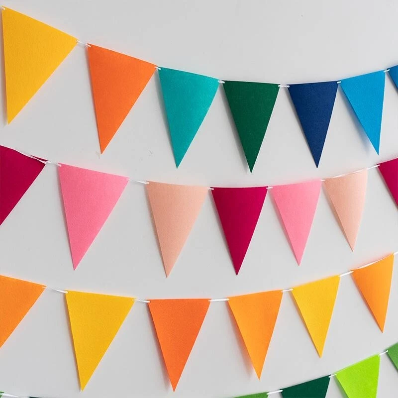 Banderas triangulares de fieltro de 8,2 pies 12 piezas pancarta fiesta de cumpleaños festival decoración Foto 2 de 4