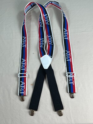 Vintage AT&T Elastic Suspenders Braces - Wide Strap - Logo