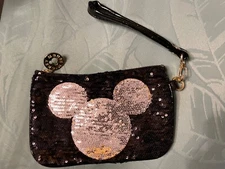 Disney Parks Black Sequin Mickey Mouse change purse bag