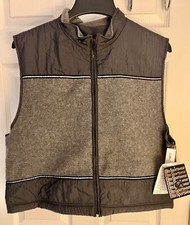 GK SKATE VEST ADULT X-LARGE GRAY FLEECE CRINKLE NYLON CROPPED RIBBON TRIM SZ XL