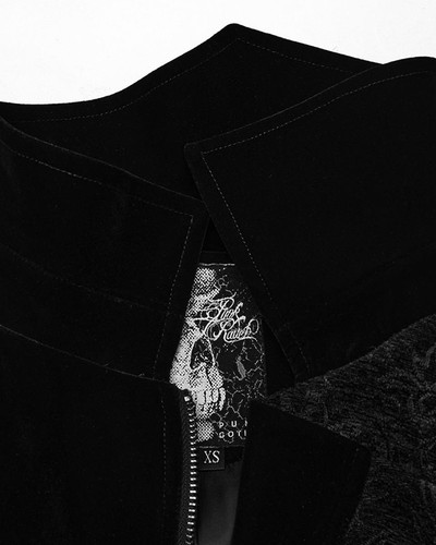 Punk Rave Womens Avant Gothic Asymmetric Velvet Coat - Picture 12 of 13
