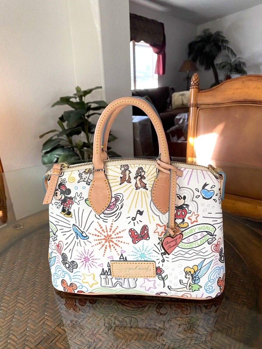 Vintage Disney World Dooney Bourke Sketch Small White Satchel