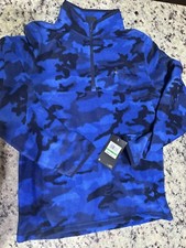 Under Armour Camouflage Quarter Zip Fleece Pullover Boys YLG Midnight Navy L/S