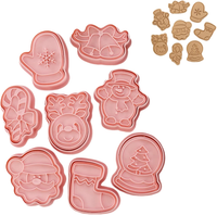 Ausstecher Weihnachten 8 PCS Set, PläTzchenform PläTzchen Ausstecher,3D Kunststo