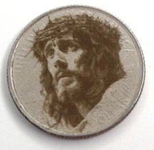 Jesus Christ Crown U.S. Clad Quarter Surface Engraved Hobo Nickel / Love Token