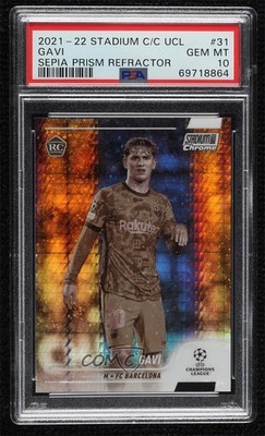 2021 Stadium Club Chrome UEFA Champions League 65/75 Gavi PSA 10 Rookie RC 08c9