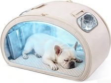 Pecute Cooling Dog House,with Cooling Mat for 17.6lb Dog/Cat Bed,Cream MEGADEAL