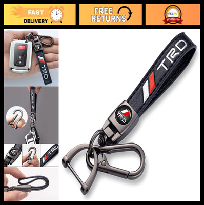 Genuine Leather Car Keychain for Men & Women - Stylish Key Ring Accessories (Bla