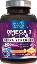 Omega 3 Fish Oil Supplements 2400 mg - Triple Strength Omega3 - EPA  DHA with E