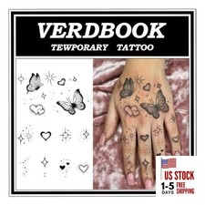 Waterproof Temporary Tattoos: 2-Sheet Tattoo Kit with Butterfly & Heart Pattern