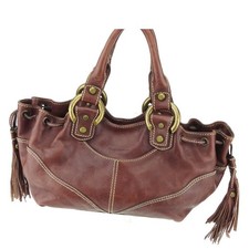 Borsa FRANCESCO BIASIA Mini Boston pelle marrone oro nappa dal Giappone Y2K