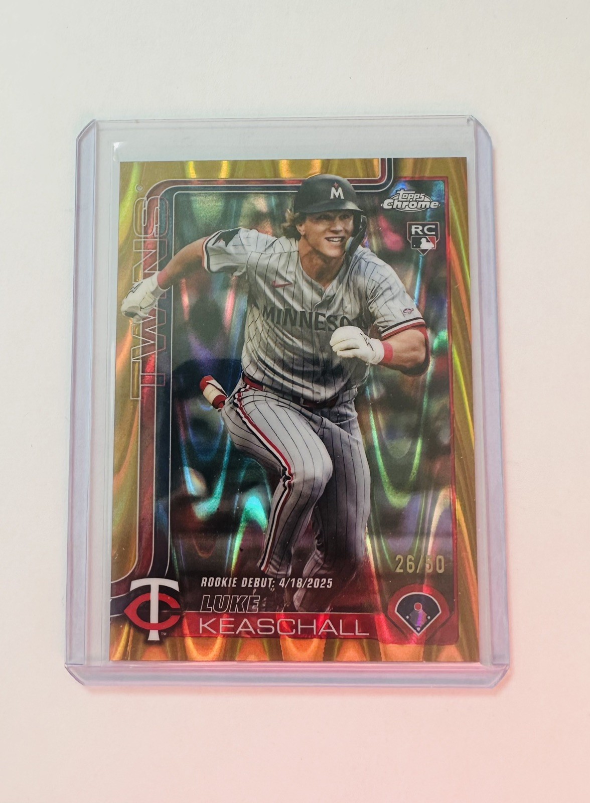 2025 Topps Chrome Update - Luke Keaschall Gold Raywave Rookie Debut  /50 (RC)