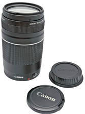 Canon EF 75-300mm f/4-5.6 III lens Front Back Caps Black Good Condition