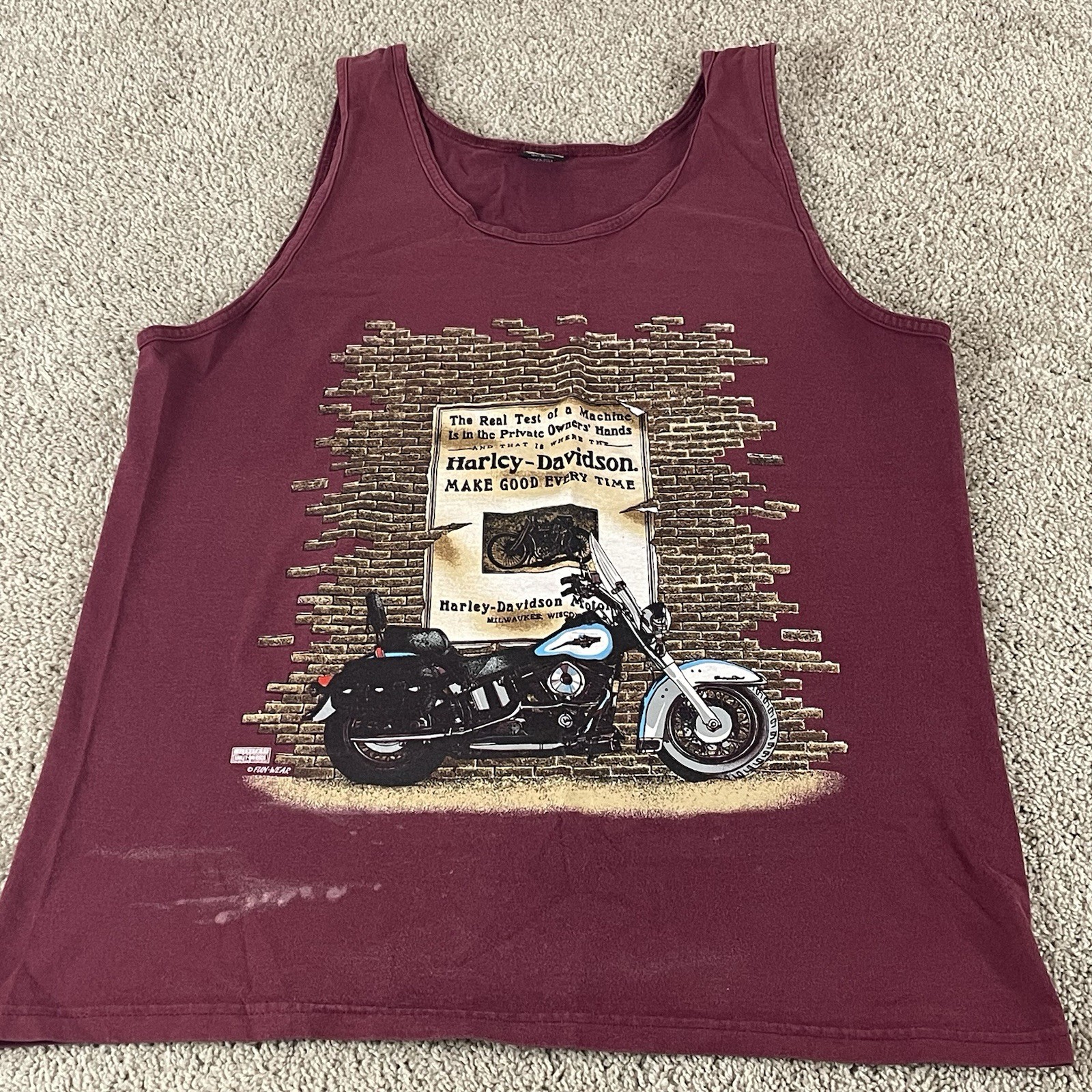 Vintage Harley Davidson Tank Top Men’s L Made In USA Distressed Motorcycle 311