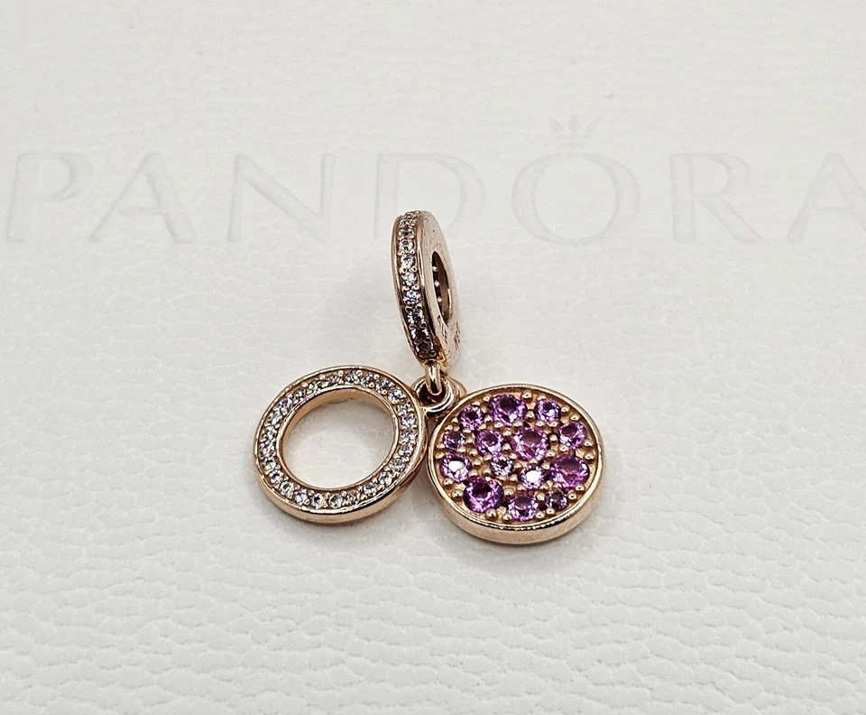 🎁 2 Authentic Pandora ROSE SPARKLING DANGLE CHARMS - Image 4 of 4