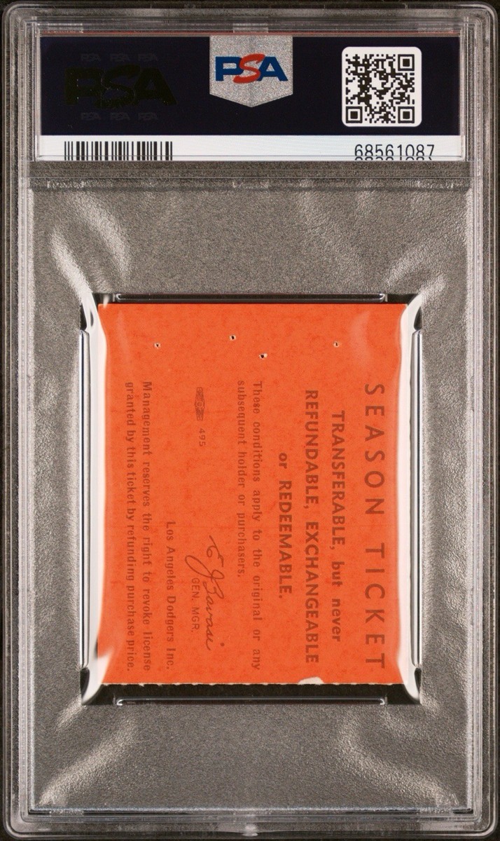 SANDY KOUFAX 1ST & ONLY OPENING DAY START & WIN #94 TICKET 4/14