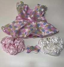 Build A Bear 2Layer Satin FlowerSheer Ruffle Sleeve Dress, Satin Underpants Bow