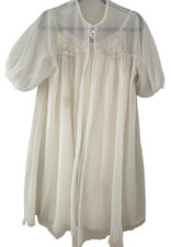 Vintage Van Raalte Cream 2 pc Peignoir Nightgown  Robe Medium Full Length M