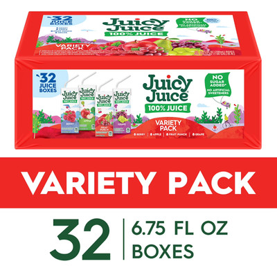 Juicy Juice 100% Juice, Shelf Stable Juice Box Variety Pack, 32 Count, 6.7 fl oz