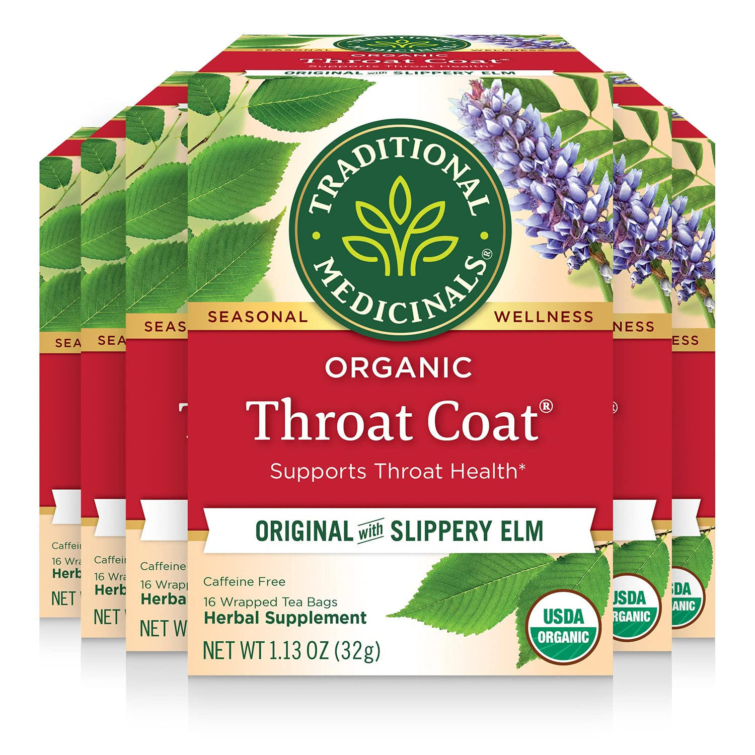 Traditional Medicinals Organic Throat Coat Tea, Throat Health Support, 96 Bags