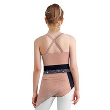 Girls Rhinestone Figure Skating Dress Ballet Skirted Leotard Lyrical Dance Dress