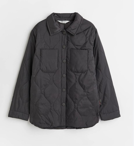 New H& M Girls Thermolite Shirt Jacket Dark Gray Size 14.