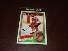 1984-85 Topps hockey Pat Verbeek Rookie Card #90 New Jersey Devils NRMT. rookie card picture