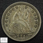1853 with Arrows Seated Liberty Silver Dime 10C