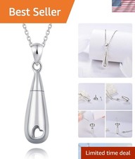 925 Sterling Silver Urn Pendant Necklace Teardrop Cremation Jewelry for Ashes...
