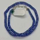 Tanzanite Bead Necklace 16-18” Adjustable Silver Clasp Faceted Rondel Gemstones