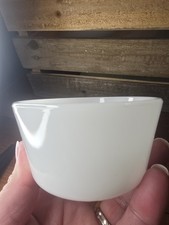 Vintage Glasbake Milk Glass Custard Cup with Brown Daisy Pattern