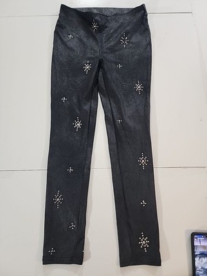 Free People Star Stud Skinny Pants Vegan Leather Black Pull On Boho - Size 25