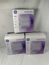 18 GE 25W Clear B10 Blunt Tip Candelabra Base Light Bulbs 3 Boxes- Crystal Clear