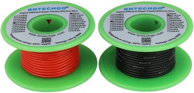 BNTECHGO 20 Gauge Silicone Wire Spool red 50ft and Black 50ft Flexible 20 AWG St