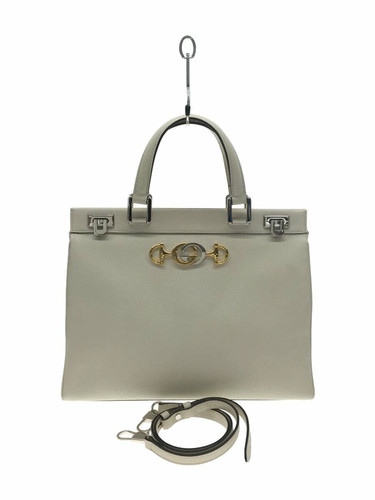 Gucci Leather Handbag White Plain Model 564714 Used