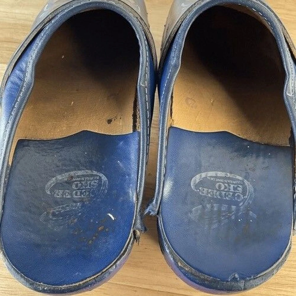 Zuecos de madera hechos a mano de cuero arte floral Ceder SKO de colección para mujer talla 37,5/US7 Foto 2 de 4