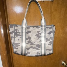 HAUTE SHORE Gray Camouflage Tote Bag, Zip Clo...