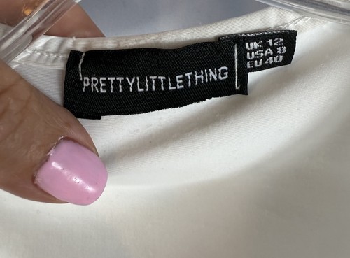 Canotta donna Pretty Little Thing Cream basic cropped jersey racerback taglia 8 - Foto 2 di 4