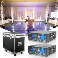 2x1500W Black Powered Base Cold Spark Machine Battery Pack with Flight Case