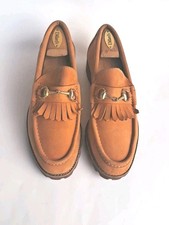 Vintage Gucci 90's Mens 43.5 D Horsebit Lug Sole Loafers Nubuck Made in Italy
