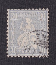 Suisse-1862-Helvetia assise-Yvert N°46 oblitéré