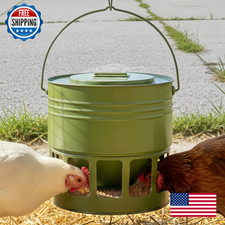 KOL 20lbs Hanging Metal Chicken Feeder No Waste, Adjustable Poultry