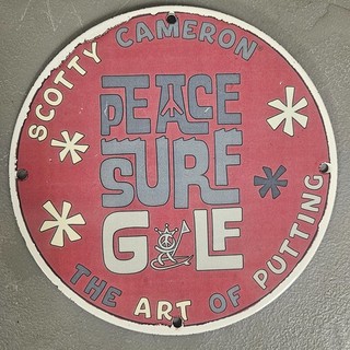 PORCELAIN SCOTTY CAMERON GOLF GARAGE MAN CAVE 8" SIGN