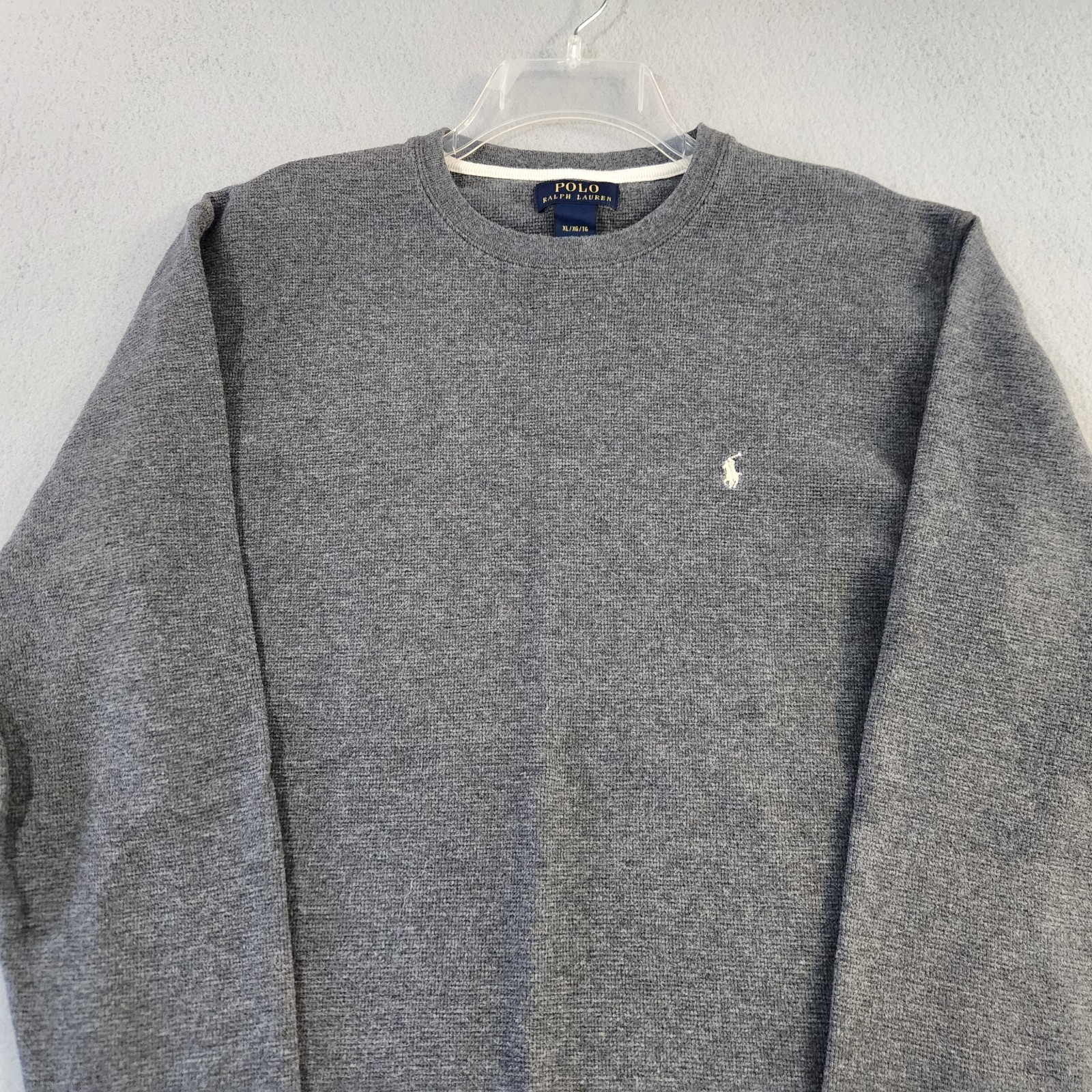 PONY Polo Ralph Lauren camicia termica uomo XL grigia manica lunga waffle maglia girocollo